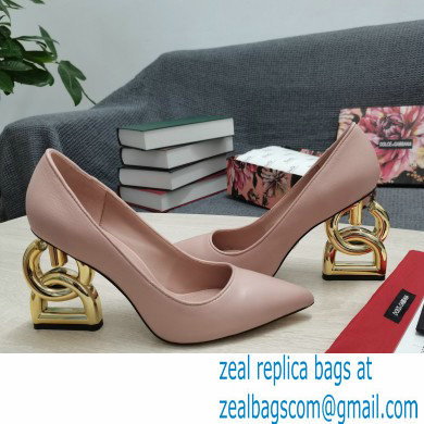 Dolce  &  Gabbana Heel 10.5cm Leather Pumps Light Pink with DG Pop Heel 2021